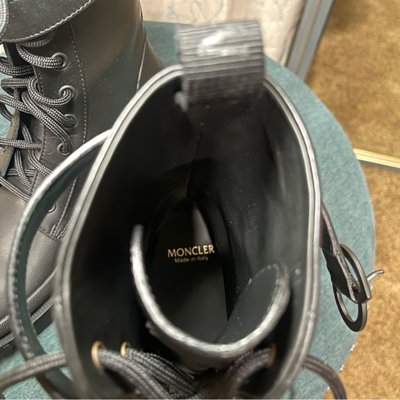 Moncler | BRAND NEW! Black Calfskin Lace Up Combat Boots Size: 37 - Picture 7 of 9